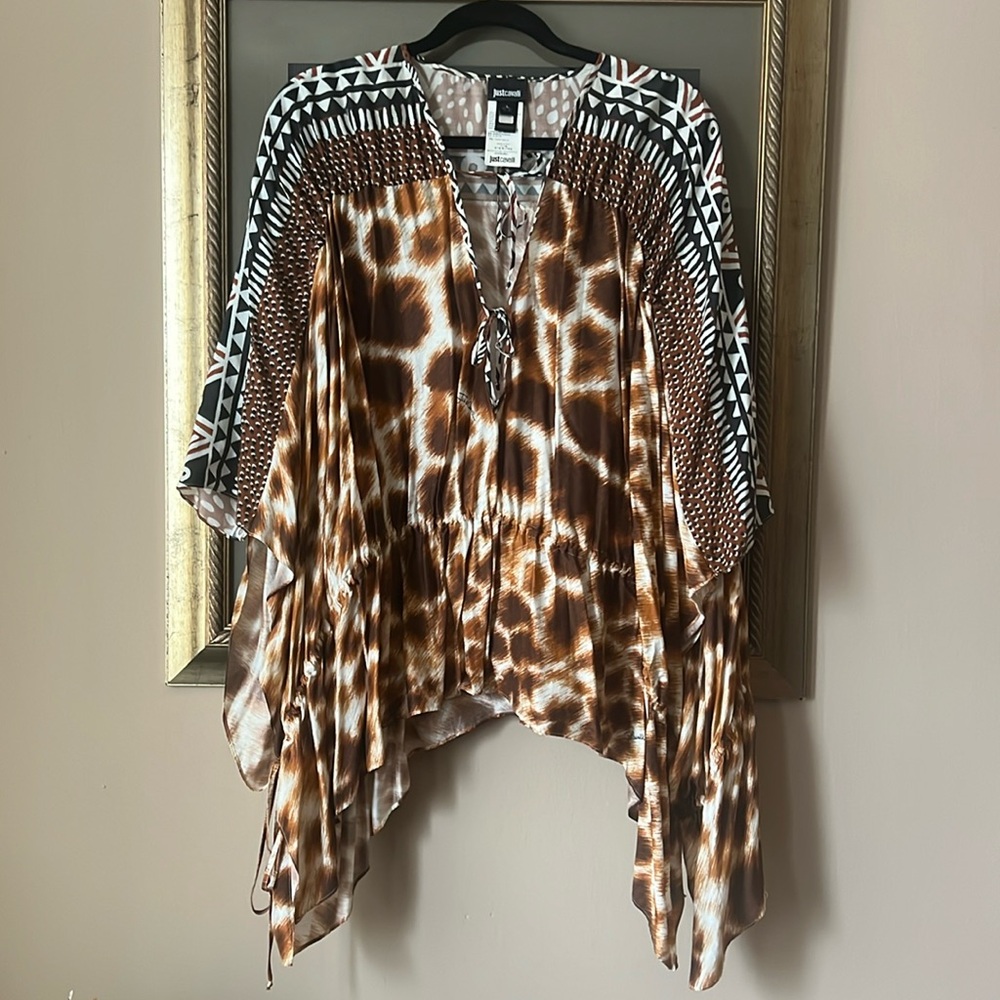 Just Cavalli Tan Brown Black Coverup Large Italy